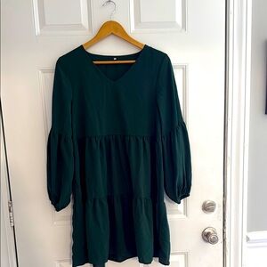 Elegant Green Long Sleeve Dress